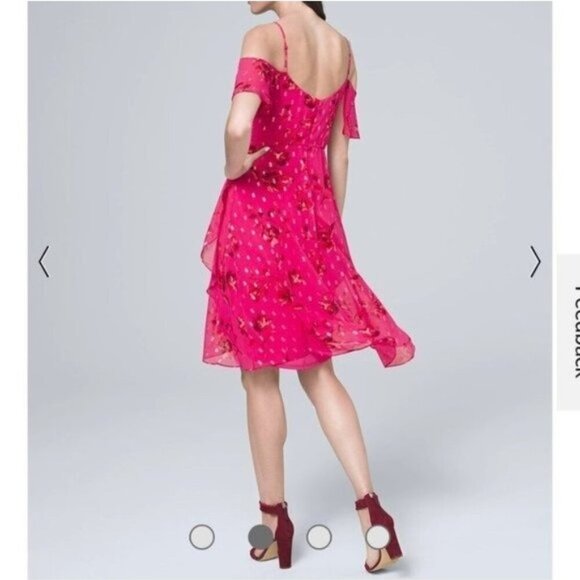 NWOT White House Black Market Floral Cold-Shoulder Blouson Dress - Picture 2 of 5